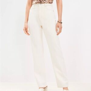 Women’s LOFT High Rise Relaxed Cream Jeans